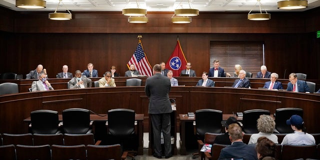 A meeting of the House Public Health Committee is held Oct. 28 in Nashville, Tenn. Tennessee's General Assembly met for a special legislative session to address COVID-19 measures.