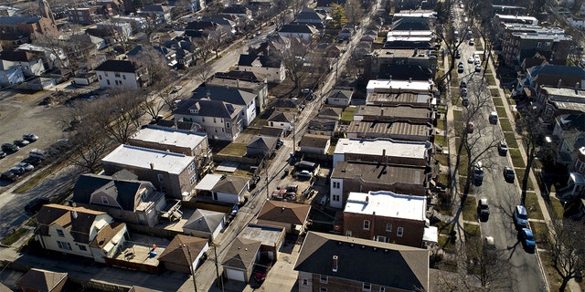 Homes stand in a neighborhood in this aerial photograph taken over Chicago, on Wednesday, Jan. 8, 2020. The area is part of an opportunity zone.