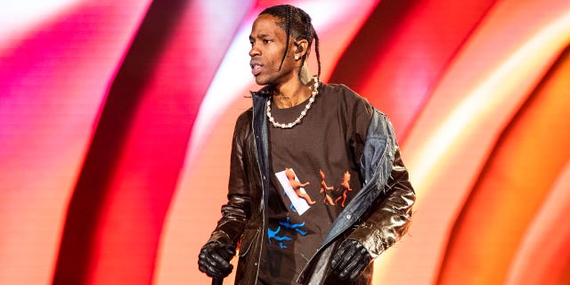  Travis Scott performs during 2021 Astroworld Festival at NRG Park on Nov. 5, 2021, in Houston, Texas.