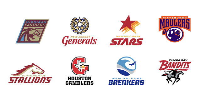 The eight teams who will be competing in 2022 in the USFL.