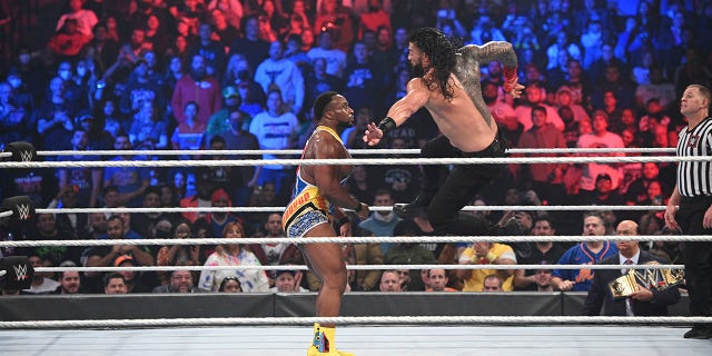 Roman Reigns and Big E at Survivor Series 2021.