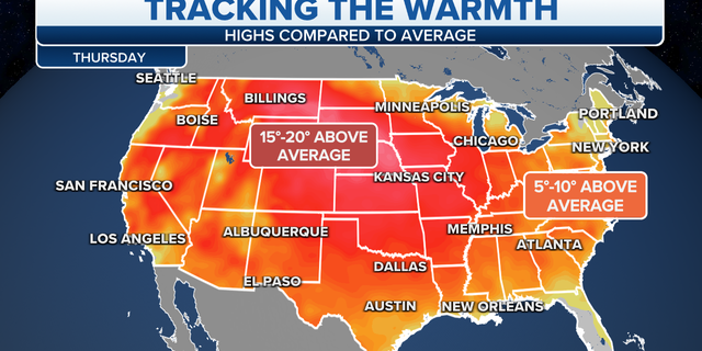 Warm temperatures in the U.S.