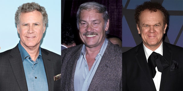 McKay originally cast Ferrell (左) to play LA Lakers owner Jerry Buss (センター) but recast John C. Reilly in the role.