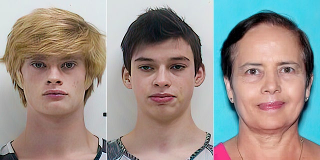 Jefferson County authorities say Willard Noble Chaiden Miller (right) and Jeremy Everett Goodale (left) are charged as adults with first-degree homicide and conspiracy to commit first-degree homicide in the death of 66-year-old Nohema Graber. (Fairfield (Iowa) Police Department via AP)