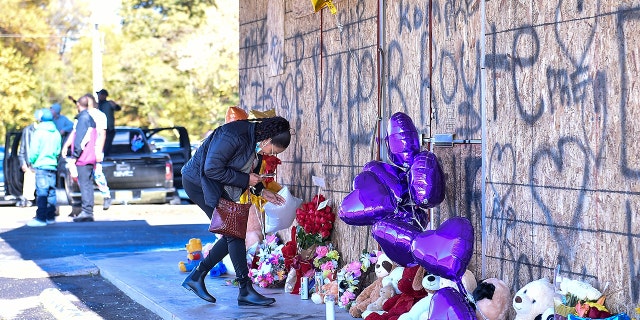 Fans of Young Dolph set up a memorial outside of Makeda's Cookies bakery on November 18, 2021, in Memphis, Tennessee.