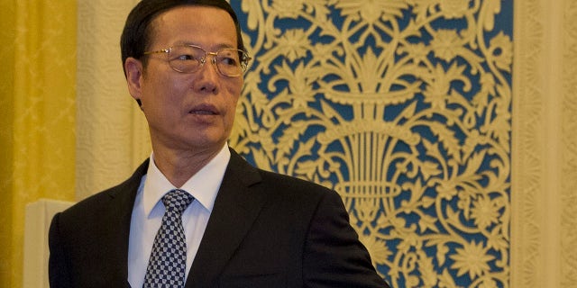 FILE - Then Chinese Vice Premier Zhang Gaoli is seen during a meeting at the Great Hall of the People in Beijing, China, Wednesday, March 16, 2016. Chinese authorities have squelched virtually all online discussion of sexual assault accusations apparently made by a Chinese professional tennis star against the former top government official, showing how sensitive the ruling Communist Party is to such charges.
