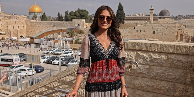 Miss Universe Andrea Meza visits the Old City of Jerusalem ahead of the 70th Miss Universe pageant at the Red Sea Resort of Elliot in Israel on November 17, 2021.