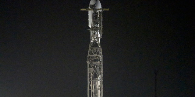 The SpaceX Falcon 9 rocket with the Double Asteroid Redirection Test, or DART, spacecraft onboard, is seen ready for launch, Tuesday, Nov. 23, 2021, at Space Launch Complex 4E, Vandenberg Space Force Base in California.