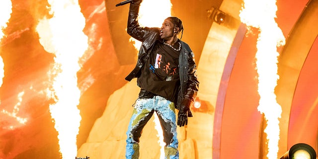 Travis Scott performs at Day 1 of the Astroworld Music Festival at NRG Park on Friday, Nov.. 5, 2021, in Houston. 