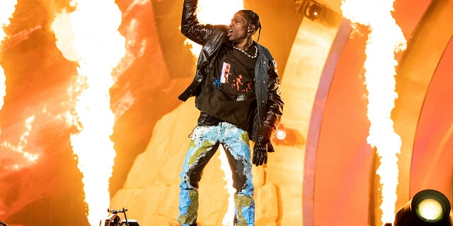 Travis Scott performs at the Astroworld Festival at NRG Park on Nov. 5, 2021, in Houston.