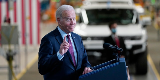 President Joe Biden speaks during a visit to the General Motors Factory ZERO electric vehicle assembly plant, Wednesday, Nov. 17, 2021, in Detroit.