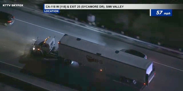 A driver of an allegedly stolen 18-wheeler led police on a slow speed, hours-long pursuit through the Los Angeles area on Wednesday night, according to reports. 
