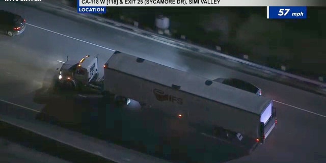 A driver of an allegedly stolen 18-wheeler led police on a slow speed, hours-long pursuit through the Los Angeles area on Wednesday night, according to reports.