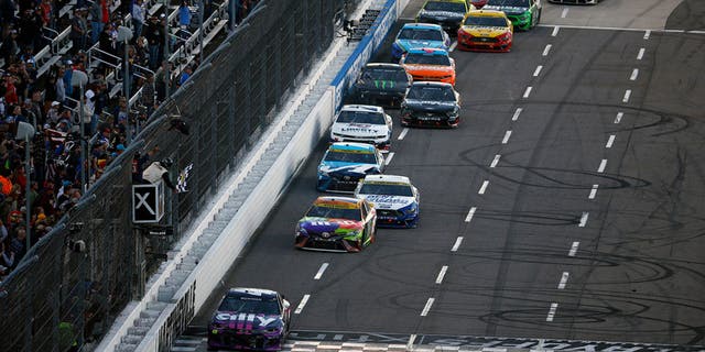 Kyle Busch and Brad Keselowski competed for second and third place as Alex Bowman crossed the finish line to win.
