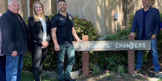 Oroville City Council of California. Left to right: Art Hatley, David Pittman, Crissy Riggs, Scott Thomson