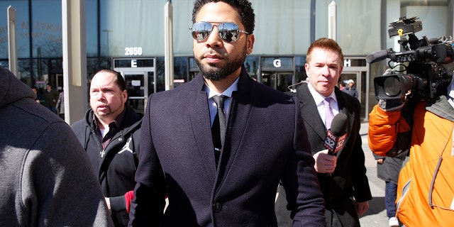 Actor Jussie Smollett leaves the Leighton Courthouse after his court appearance on March 26, 2019 in Chicago, Illinois.