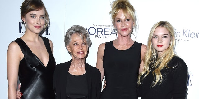 Dakota Johnson, Tippi Hedren, Melanie Griffith and Stella Banderas arrive at the 22nd Annual ELLE Women In Hollywood Awards at Four Seasons Hotel Los Angeles at Beverly Hills on October 19, 2015, in Los Angeles.  