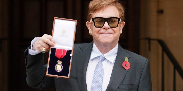 Sir Elton John was made a Member of the Order of the Companions of Honor for services to music and charity at an investiture ceremony at Windsor Castle, in Windsor, England on Wednesday, November 10, 2021.
