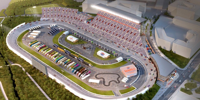 The renovations include new grandstands and a modernized infield that can accommodate up to 40 NASCAR teams.