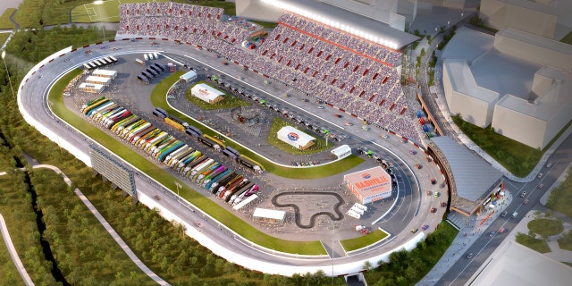 The renovations include new grandstands and a modernized infield that can accommodate up to 40 NASCAR teams.