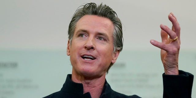 FILE - Gov. Gavin Newsom speaks at a news conference in Oakland, Calif