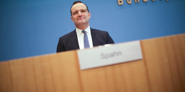 German Health Minister Jens Spahn briefs the media about the vaccination campaign against the coronavirus and the COVID-19 disease in Berlin, Germany, Monday, Nov. 22, 2021.