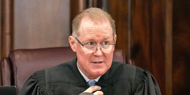 Superior Court Judge Timothy Walmsley speaks during the trial for Ahmaud Arbery's shooting death at the Glynn County Courthouse, in Brunswick, Georgia, on Nov. 9, 2021. (Stephen B. Morton/Pool via REUTERS)