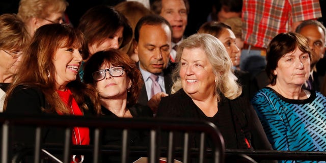 Paula Jones, Kathleen Willey, Juanita Broaddrick and Kathy Shelton (L-R) sit at the presidential town hall debate between Republican U.S. presidential nominee Donald Trump and Democratic U.S. presidential nominee Hillary Clinton at Washington University in St. Louis, Missouri, U.S., October 9, 2016. REUTERS/Lucy Nicholson