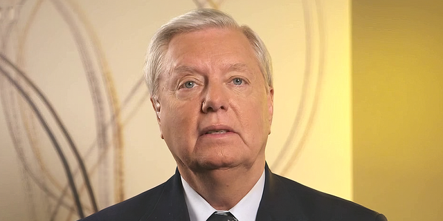 A portrait of Sen. Lindsey Graham may "American Press Office" and Nov. 10, 2021