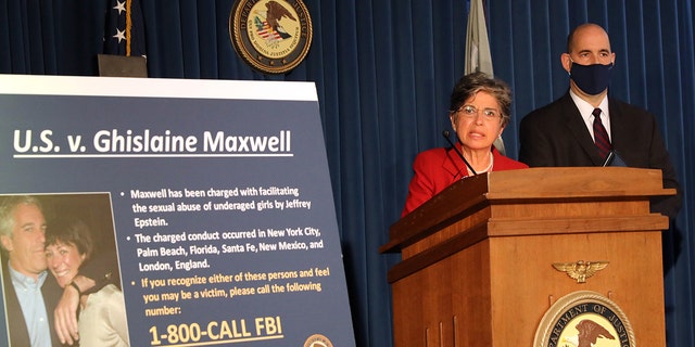 Acting United States Attorney for the Southern District of New York, Audrey Strauss, speaks to the media at a press conference to announce the arrest of Ghislaine Maxwell, the longtime girlfriend and accused accomplice of deceased accused sex-trafficker Jeffrey Epstein on July 2, 2020 in New York City. 