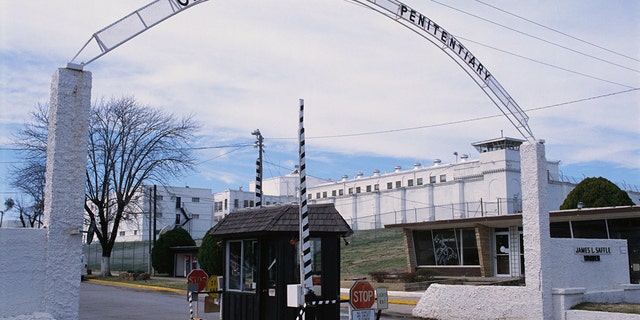 The entrance Gate and Guard Station at Oklahoma State Penitentiary. 