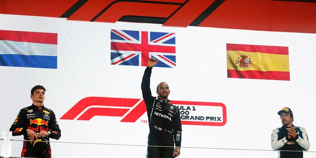 Alonso of Spain finished third behind The Netherlands' Max Verstappen and Lewis Hamilton.