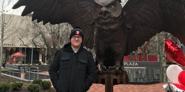 Sam Collington outside at Temple University.