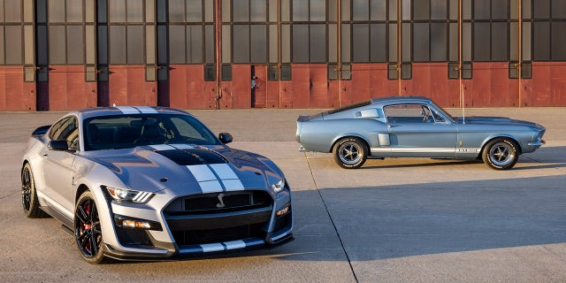 The Mustang Shelby GT500 Heritage Edition features Brittany Blue paint like the 1967 original.