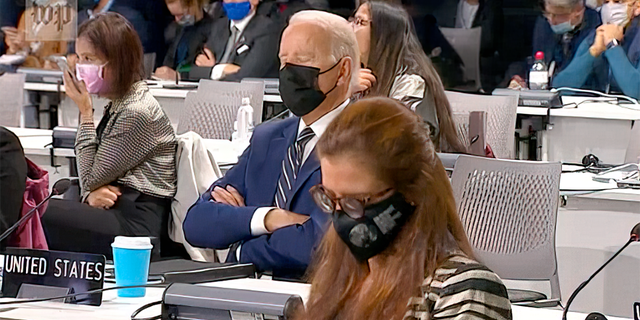 President Biden appears to fall asleep during COP26 opening speeches.