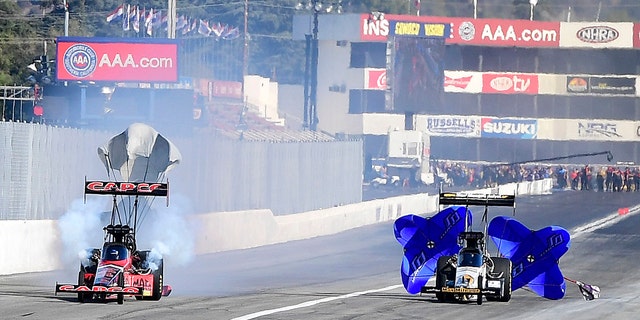 Steve Torrence beat Brandon Welch in the first round  to secure his fourth consecutive Top Fuel season championship.