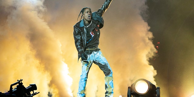 Travis Scott performs at Day 1 of the Astroworld Music Festival at NRG Park on Friday, Nov. 5, 2021, in Houston. (Photo by )