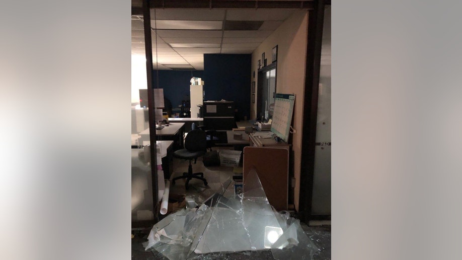 Portland city print shop window smashed (Credit: Portland Police Bureau)