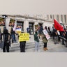 KENOSHA, WISCONSIN - NOVEMBER 16: BLM protesters and Kyle Rittenhouse supporters are confronted outside of the Kenosha County Courthouse on closing arguments in the Kyle Rittenhouse trial in Kenosha, Wisconsin, United States on November 16, 2021. (Photo by Tayfun Coskun/Anadolu Agency via Getty Images)
