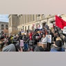 Protests outside Kenosha County Courthouse in response to the Kyle Rittenhouse trial.