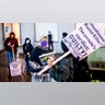 Xochitl Johnson, center, protests the acquittal of Kenosha shooter Kyle Rittenhouse, Friday, Nov. 19, 2021, in Oakland, Calif.