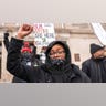 Protests outside Kenosha County Courthouse in response to the Kyle Rittenhouse trial.