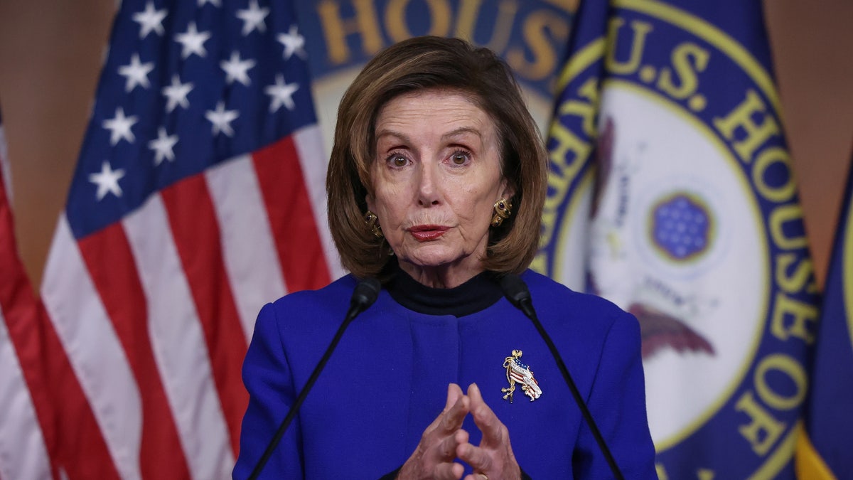 House Speaker Nancy Pelosi (D-CA) holds her weekly news conference in the U.S. Capitol in Washington, U.S., December 2, 2021. REUTERS/Evelyn Hockstein