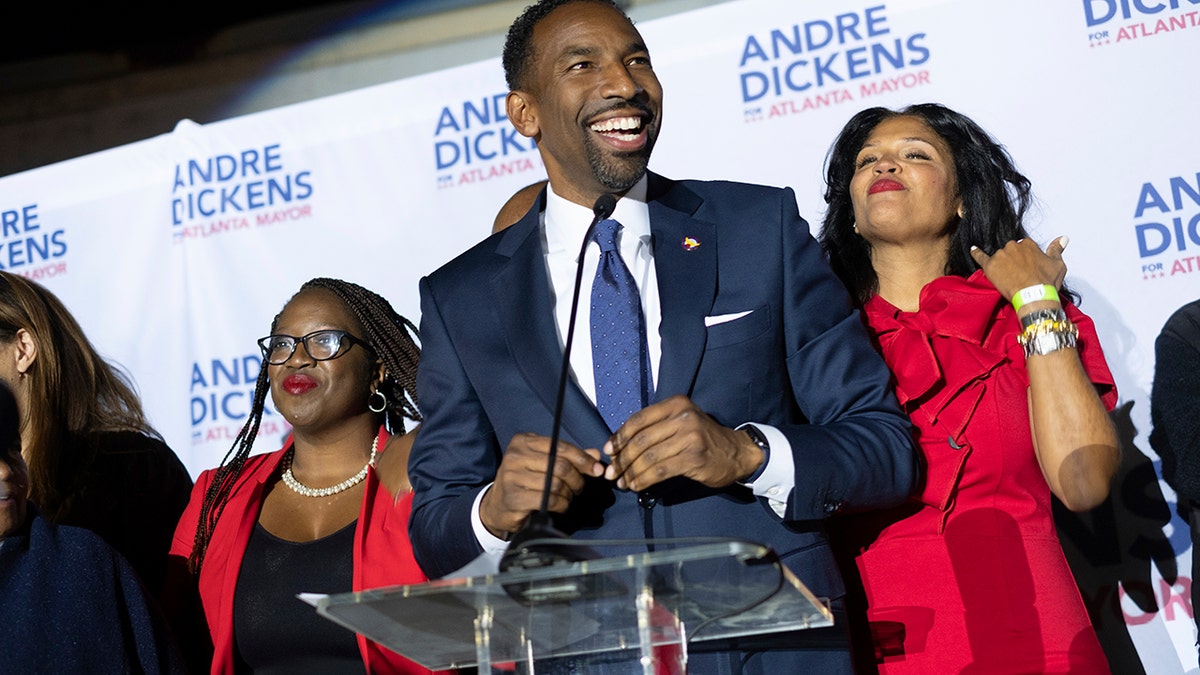 Mayoral candidate Andre Dickens gives his victory speech Nov. 30, 2021, in Atlanta.