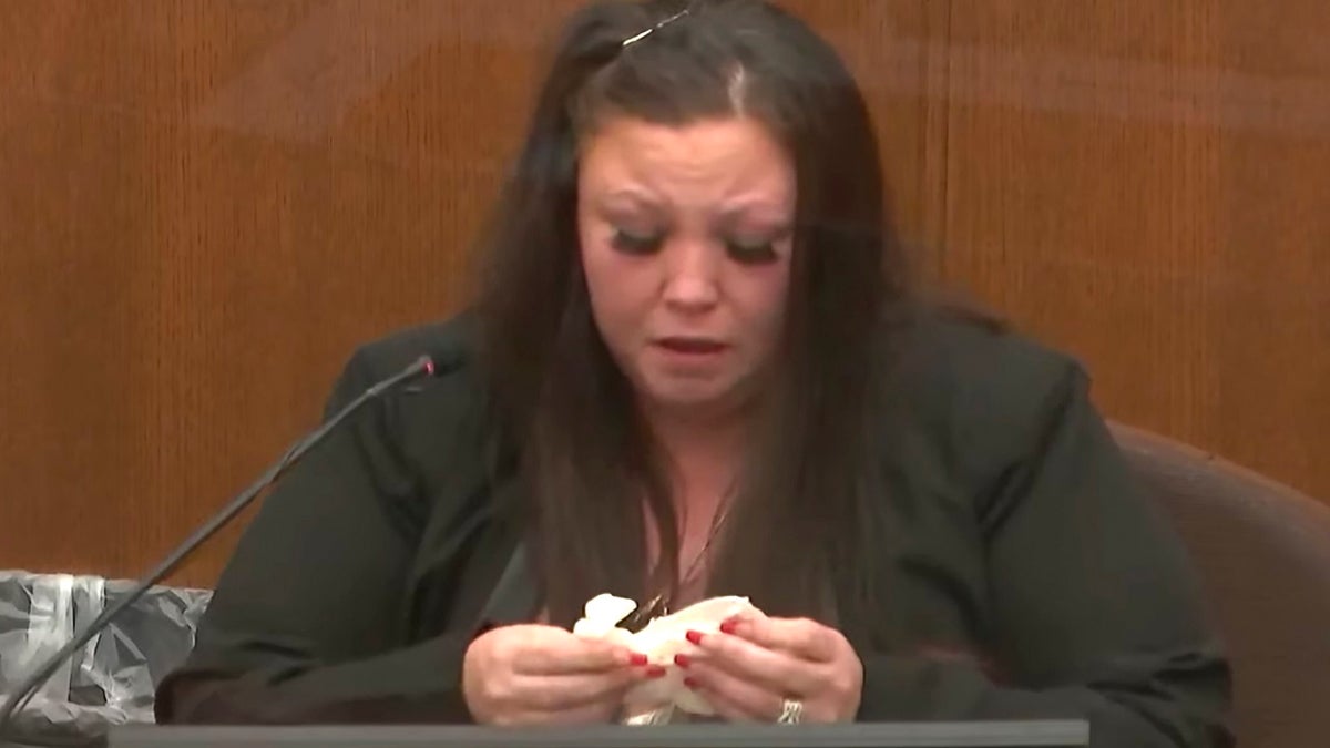In this image taken from pool video, Katie Bryant, the mother of Daunte Wright, testifies Wednesday, Dec. 8, 2021, at the Hennepin County Courthouse in Minneapolis, Minn. ,in the trial of former Brooklyn Center police Officer Kim Potter in the April 11, 2021, death of Daunte Wright, (Court TV, via AP, Pool)