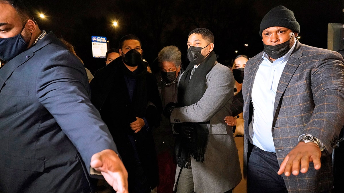 Jussie Smollett escorted amid hoax trial