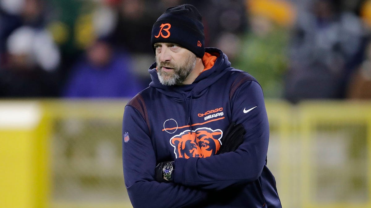 Chicago Bears head coach Matt Nagy is seen before an NFL football game against the Green Bay Packers Sunday, Dec. 12, 2021, in Green Bay, Wis.