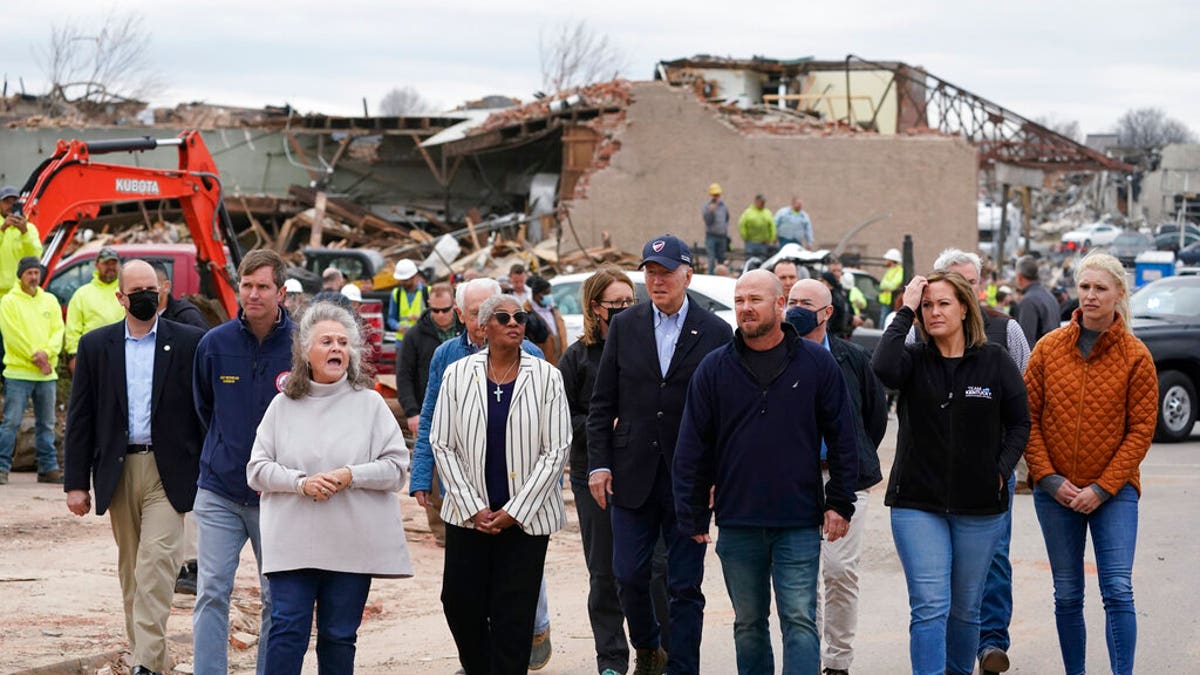 President Biden surveys tornado damage in Kentucky