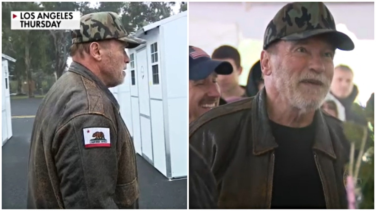 Former California Governor Arnold Schwarzenegger on Thursday donated 25 tiny homes to homeless veterans in West Los Angeles. (FOX 11 Los Angeles)