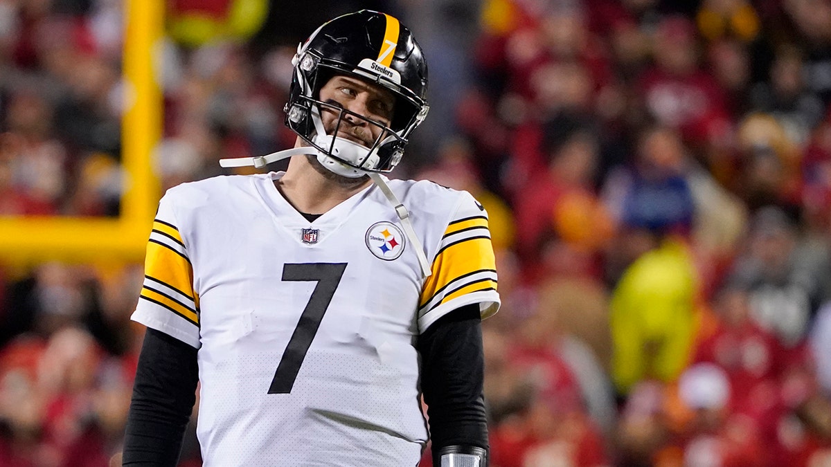 Ben Roethlisberger reacts to a penalty call